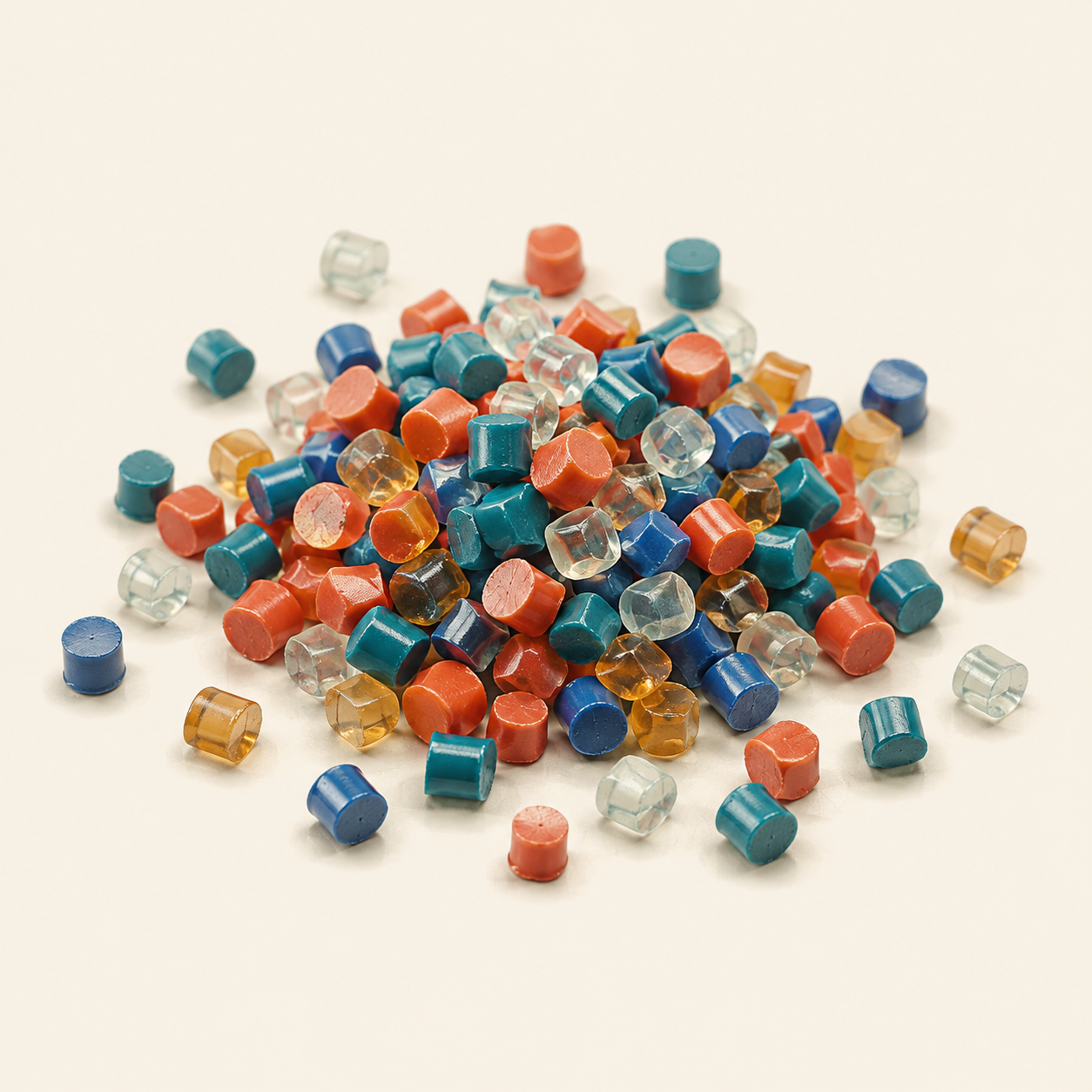 Gránulos de plástico de distintos colores