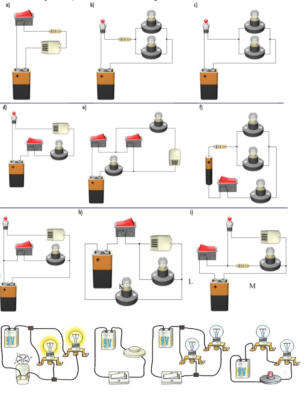 Ejercicio visual para dibujar circuitos con símbolos normalizados